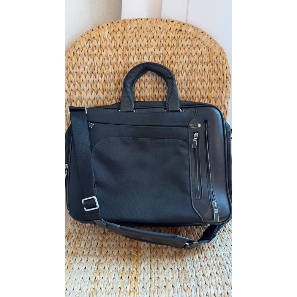 TUMI Arrive T Pass Kennedy Expandable Black nylon/leather laptop bag 25641D